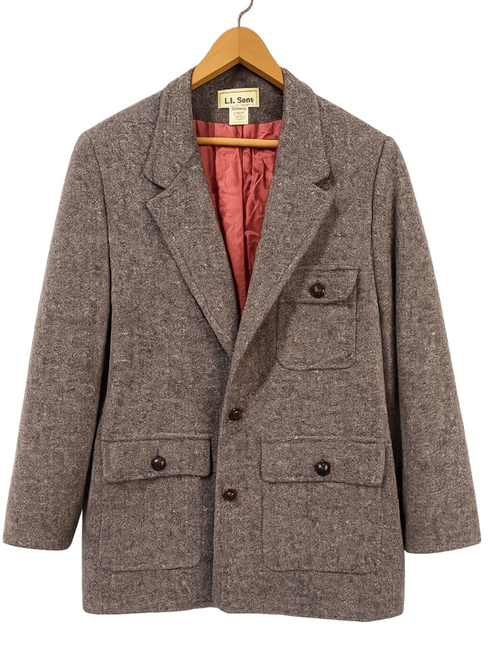Vintage L.L.Bean Unisex Brown Tweed Wool Blend Blazer Sport Coat